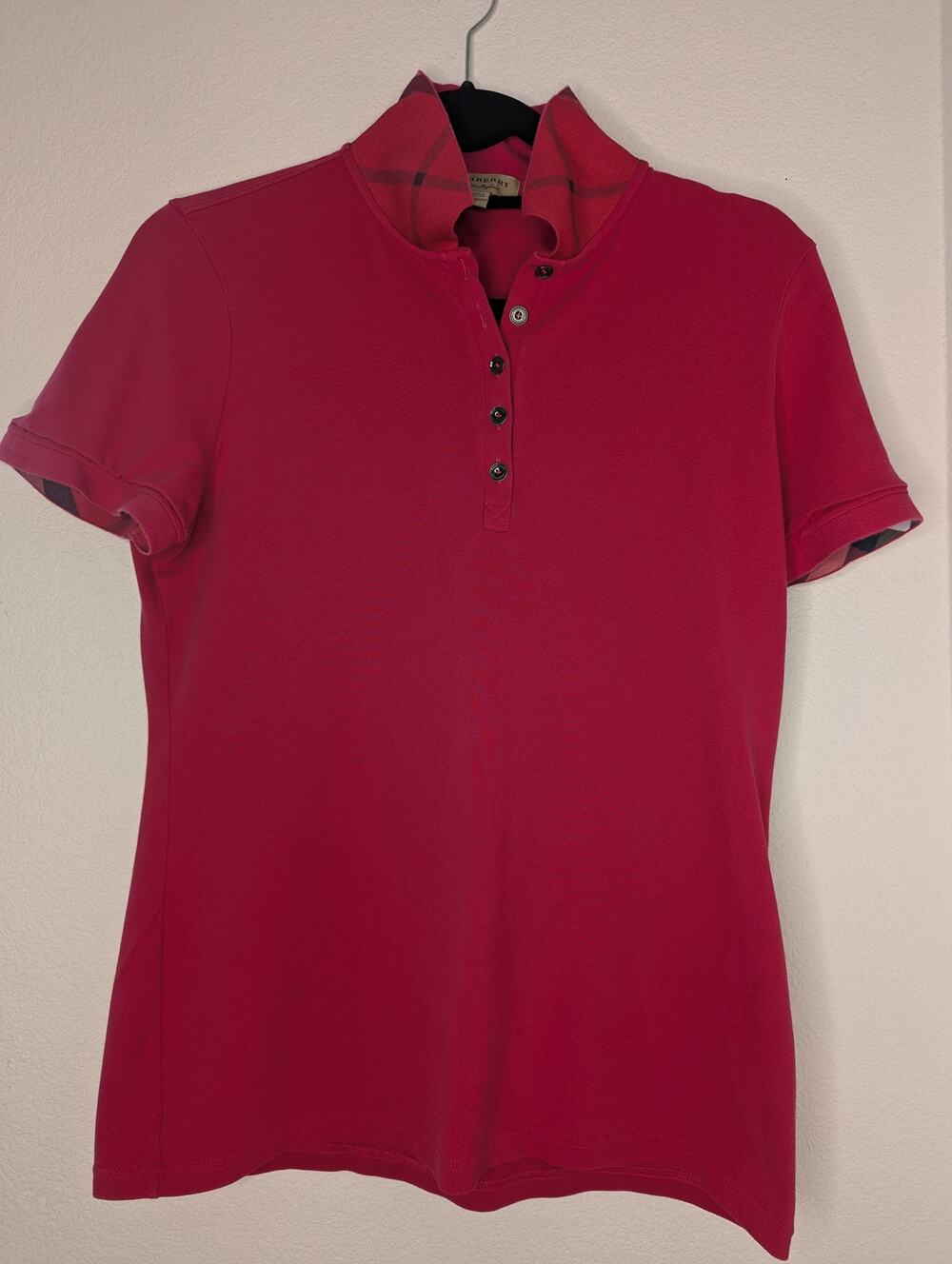 Burberry Women's Pink Nova Check Tee L Plaid Preppy Designer Chic Casual *READ